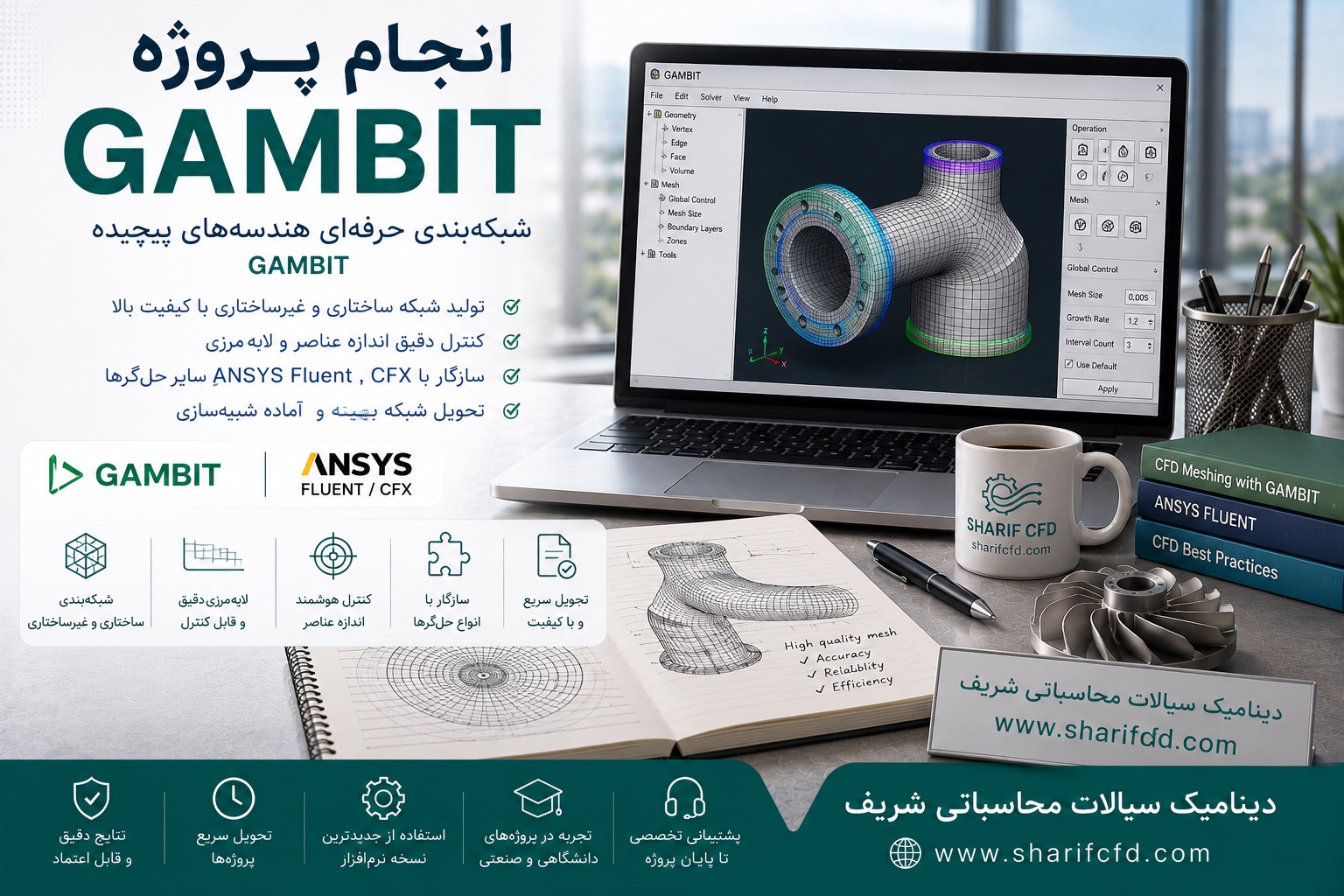 سفارش وانجام  پروژه گمبیت GAMBIT| مشاوره، آموزش و انجام پروژه شبکه بندی گمبیت 